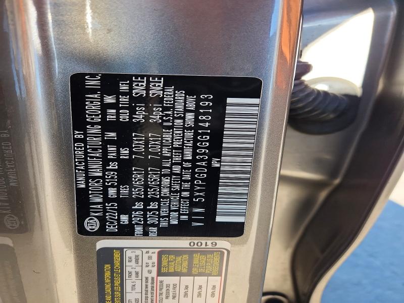 Aukcja sprzedaży 2016 Kia Sorento, vin: 5XYPGDA39GG148193, numer aukcji: 52611536