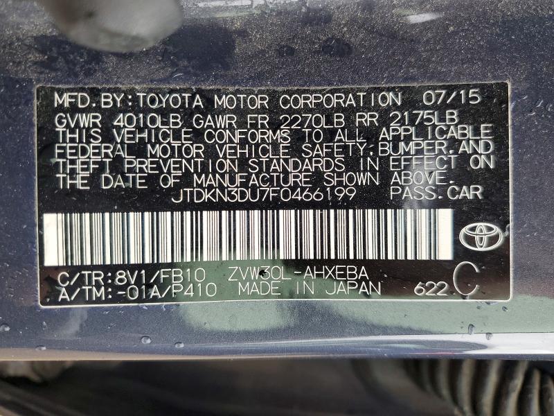Продажа на аукционе авто 2015 Toyota Prius, vin: JTDKN3DU7F0466199, номер лота: 52527576