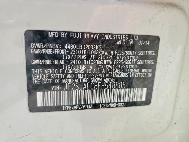55370396 :رقم المزاد ، JF2SJAEC8EH548885 vin ، 2014 Subaru Forester مزاد بيع