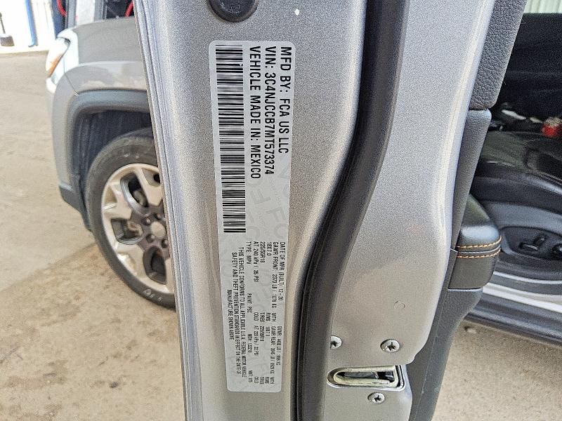 2021 Jeep Compass მანქანა იყიდება აუქციონზე, vin: 3C4NJCCB7MT573374, აუქციონის ნომერი: 53742136