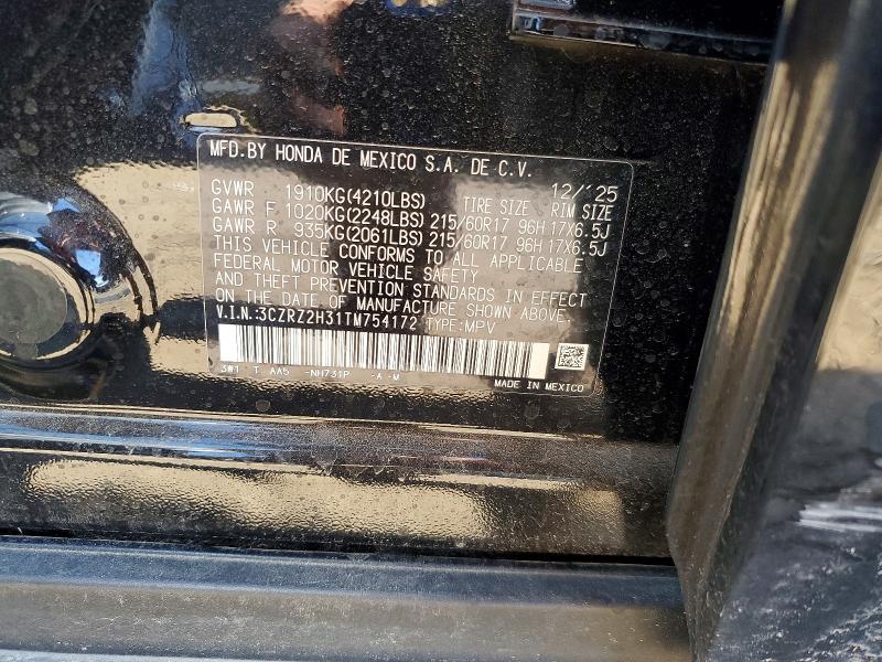 2026 Honda Hr-v მანქანა იყიდება აუქციონზე, vin: 3CZRZ2H31TM754172, აუქციონის ნომერი: 53830126