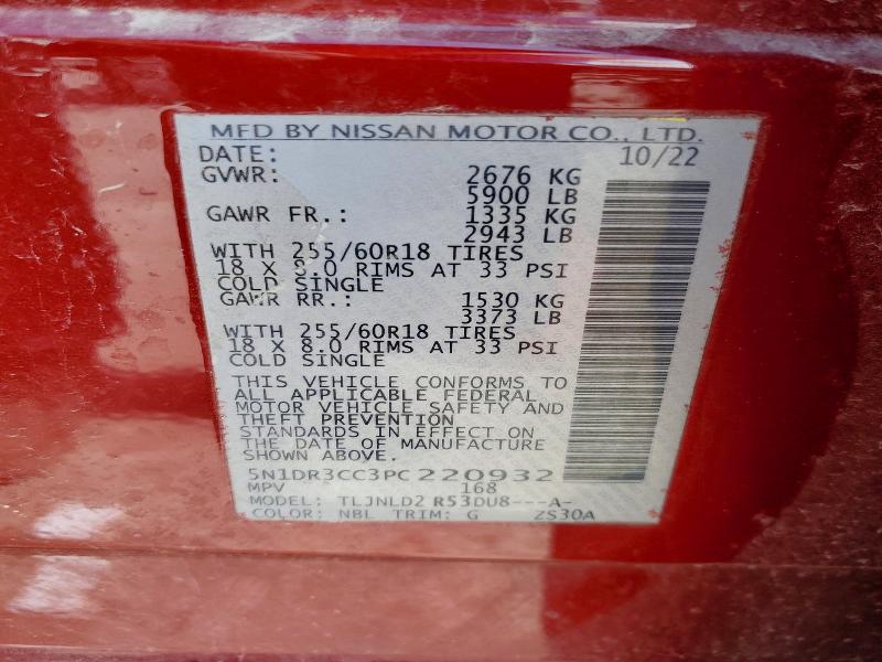Продажа на аукционе авто 2023 Nissan Pathfinder, vin: 5N1DR3CC3PC220932, номер лота: 52161786