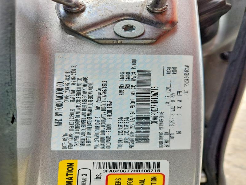 55083496 :رقم المزاد ، 3FA6P0G77HR106715 vin ، 2017 Ford Fusion مزاد بيع