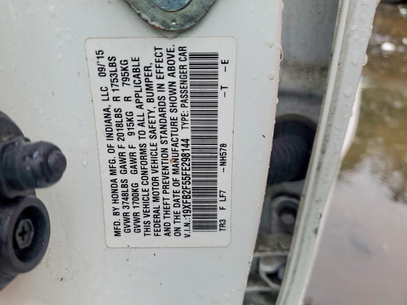Продаж на аукціоні авто 2015 Honda Civic, vin: 19XFB2F55FE298144, номер лоту: 54583236