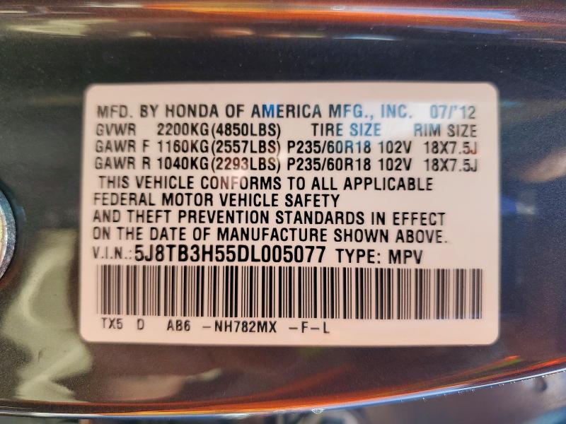 Aukcja sprzedaży 2013 Acura Rdx, vin: 5J8TB3H55DL005077, numer aukcji: 52324036