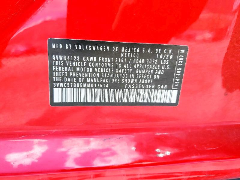 Продаж на аукціоні авто 2021 Volkswagen Jetta, vin: 3VWC57BU5MM017514, номер лоту: 55141056