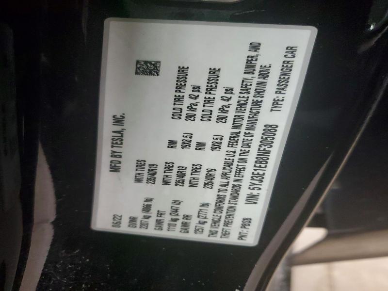 Продажа на аукционе авто 2022 Tesla Model 3, vin: 5YJ3E1EB8NF305088, номер лота: 53218626