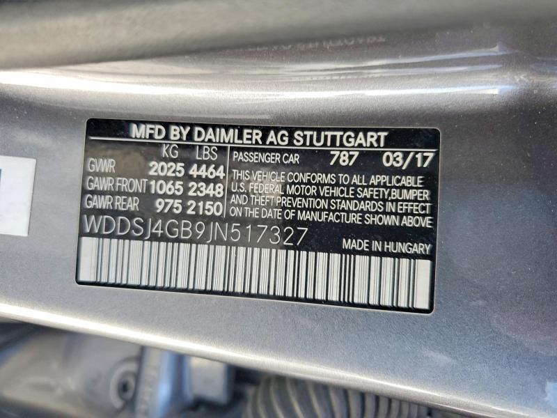 2018 Mercedes-benz Cla მანქანა იყიდება აუქციონზე, vin: WDDSJ4GB9JN517327, აუქციონის ნომერი: 53788686