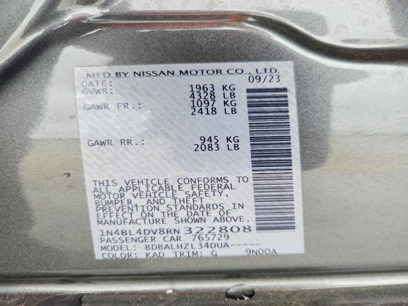 2024 Nissan Altima მანქანა იყიდება აუქციონზე, vin: 1N4BL4DV8RN322808, აუქციონის ნომერი: 49924916