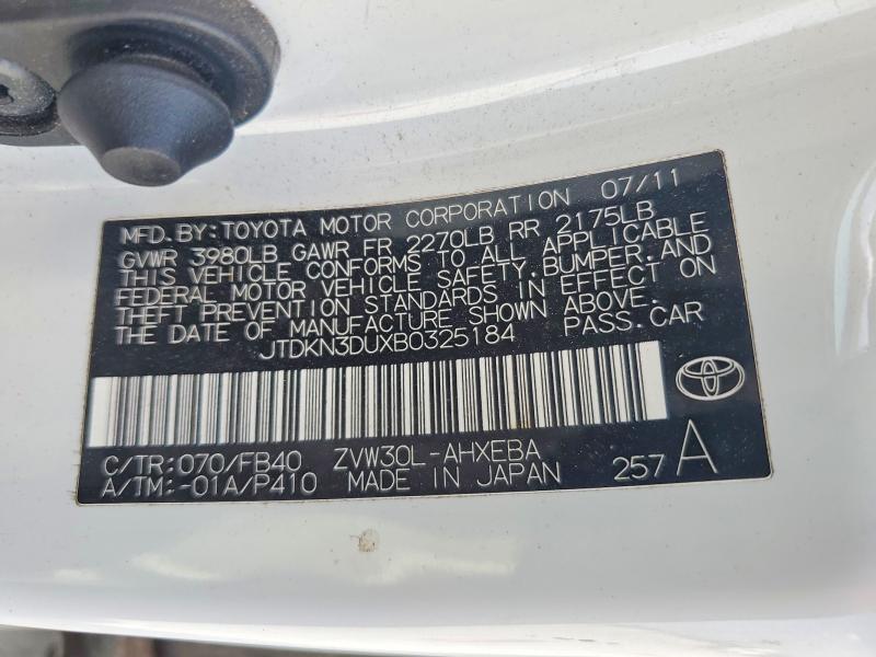 Продажа на аукционе авто 2011 Toyota Prius, vin: JTDKN3DUXB0325184, номер лота: 52575346