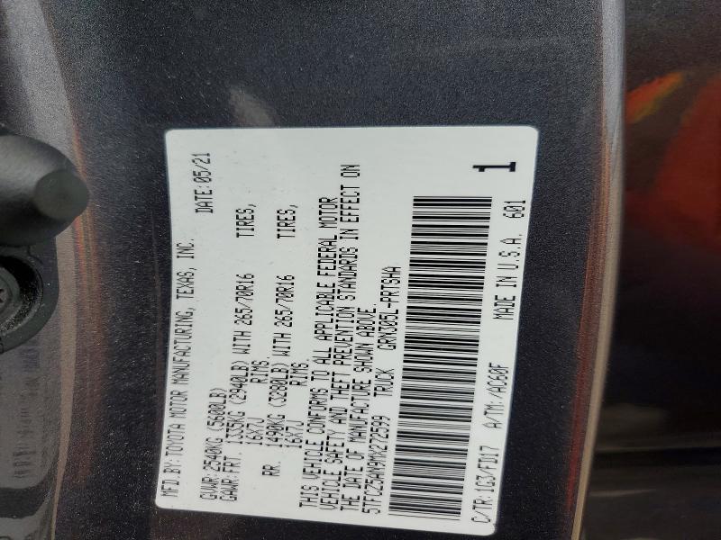 Aukcja sprzedaży 2021 Toyota Tacoma, vin: 5TFCZ5AN9MX272599, numer aukcji: 54019896