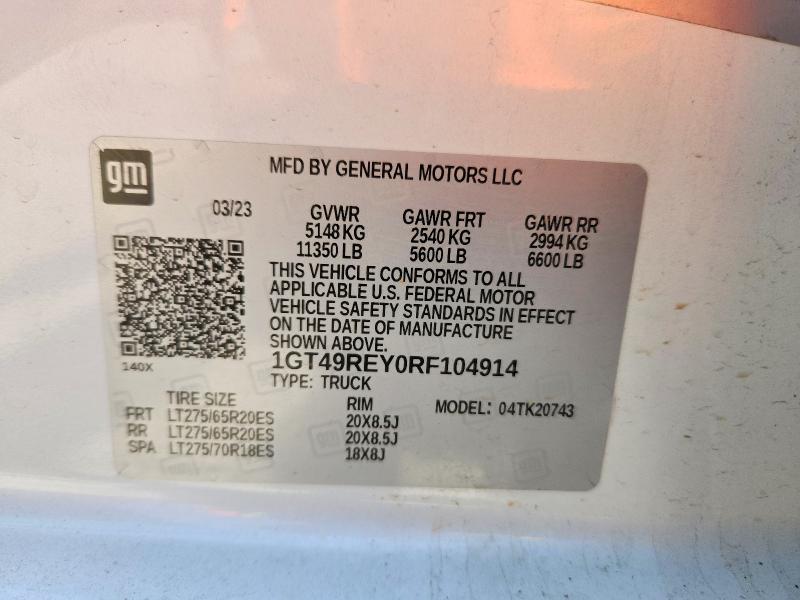 Auction sale of the 2024 Gmc Sierra, vin: 1GT49REY0RF104914, lot number: 51871746