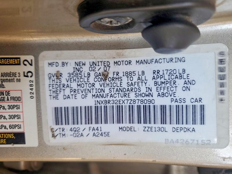 Aukcja sprzedaży 2007 Toyota Corolla, vin: 1NXBR32EX7Z878090, numer aukcji: 54854346