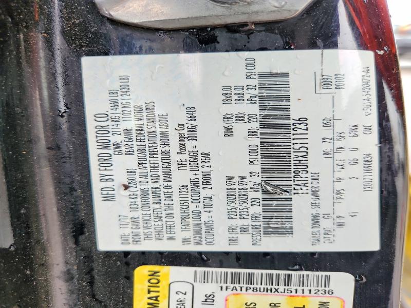 Продаж на аукціоні авто 2018 Ford Mustang, vin: 1FATP8UHXJ5111236, номер лоту: 52343896