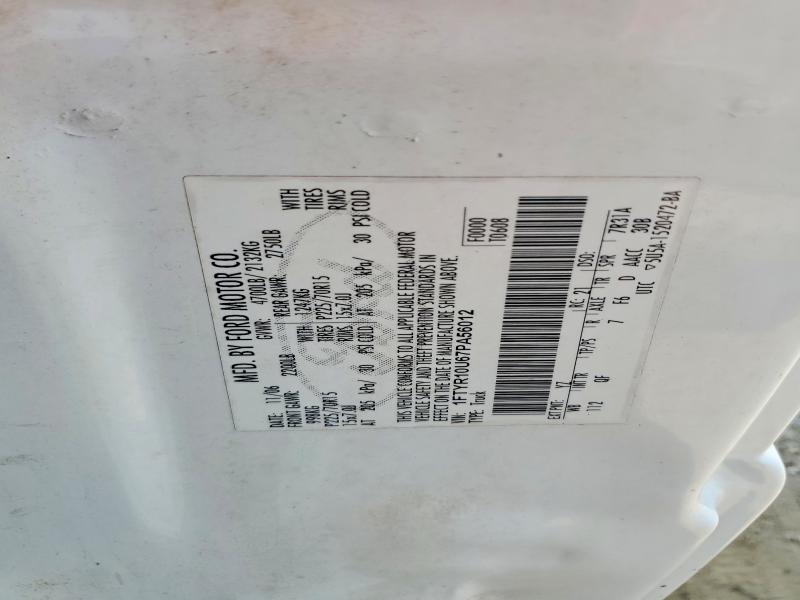 Продажа на аукционе авто 2007 Ford Ranger, vin: 1FTYR10U67PA56012, номер лота: 54209566