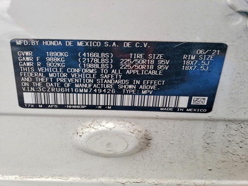 Aukcja sprzedaży 2021 Honda Hr-v, vin: 3CZRU6H16MM749426, numer aukcji: 53115786