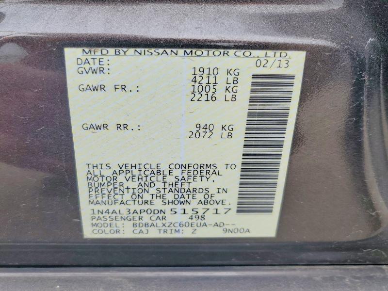 Aukcja sprzedaży 2013 Nissan Altima, vin: 1N4AL3AP0DN515717, numer aukcji: 53210946