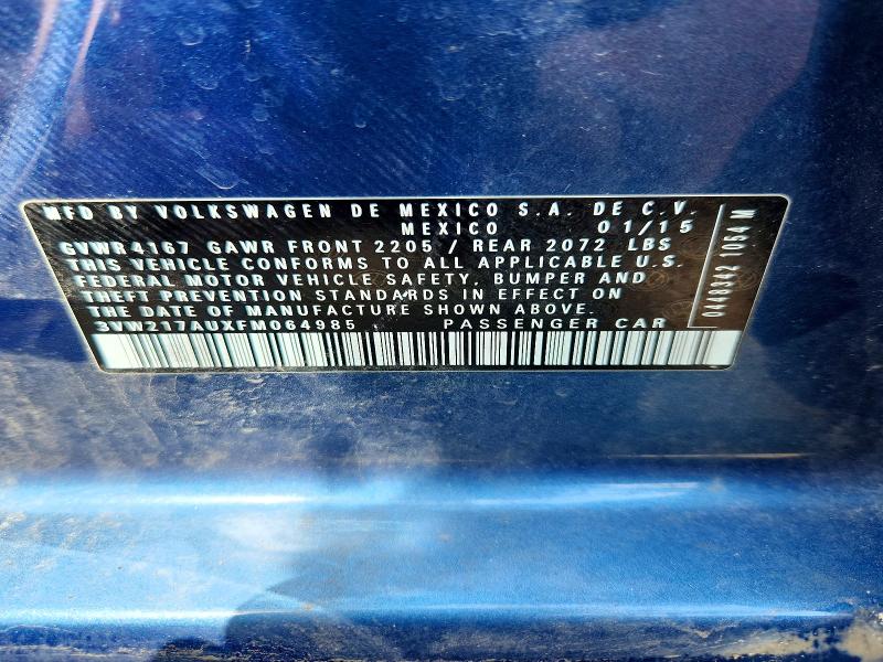 Aukcja sprzedaży 2015 Volkswagen Golf, vin: 3VW217AUXFM064985, numer aukcji: 52825586