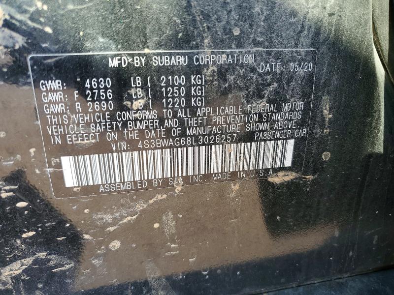 Продажа на аукционе авто 2020 Subaru Legacy, vin: 4S3BWAG68L3026257, номер лота: 53949176