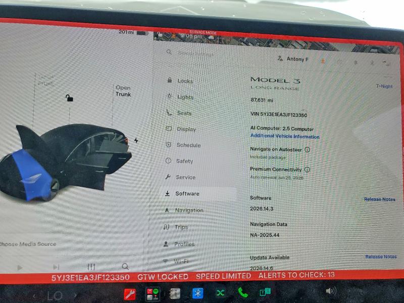 2018 Tesla Model 3 მანქანა იყიდება აუქციონზე, vin: 5YJ3E1EA3JF123350, აუქციონის ნომერი: 54844226