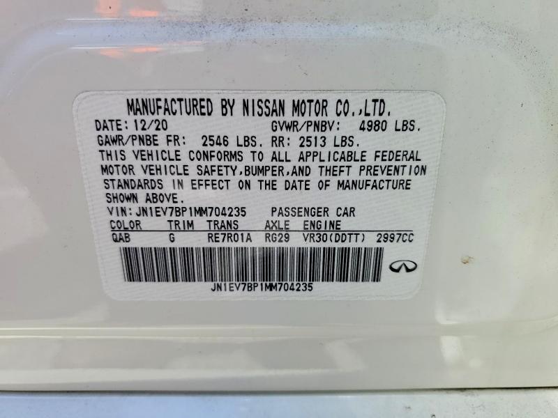 Продаж на аукціоні авто 2021 Infiniti Q50, vin: JN1EV7BP1MM704235, номер лоту: 55402036