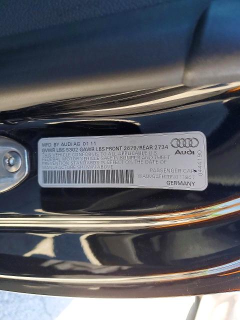 52683536 :رقم المزاد ، WAUVGAFH2BN011847 vin ، 2011 Audi S5 مزاد بيع