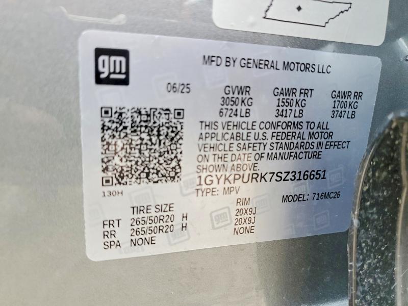 Продаж на аукціоні авто 2025 Cadillac Lyriq, vin: 1GYKPURK7SZ316651, номер лоту: 52676666