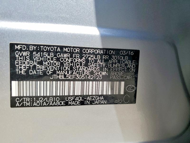 53531856 :رقم المزاد ، JTHBL5EF3G5142123 vin ، 2016 Lexus Ls مزاد بيع