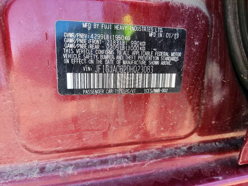 Продаж на аукціоні авто 2013 Subaru Impreza, vin: JF1GJAC62DH023083, номер лоту: 54224376