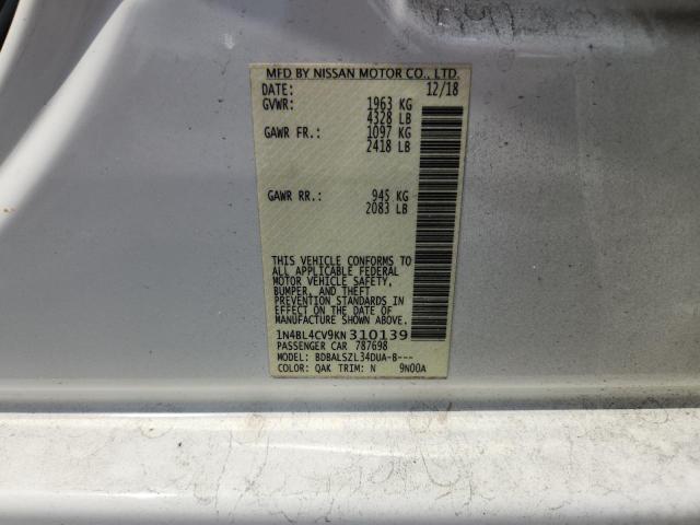 Aukcja sprzedaży 2019 Nissan Altima, vin: 1N4BL4CV9KN310139, numer aukcji: 53350456