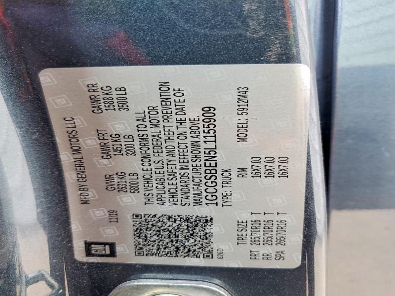 2020 Chevrolet Colorado მანქანა იყიდება აუქციონზე, vin: 1GCGSBEN5L1155909, აუქციონის ნომერი: 53640726