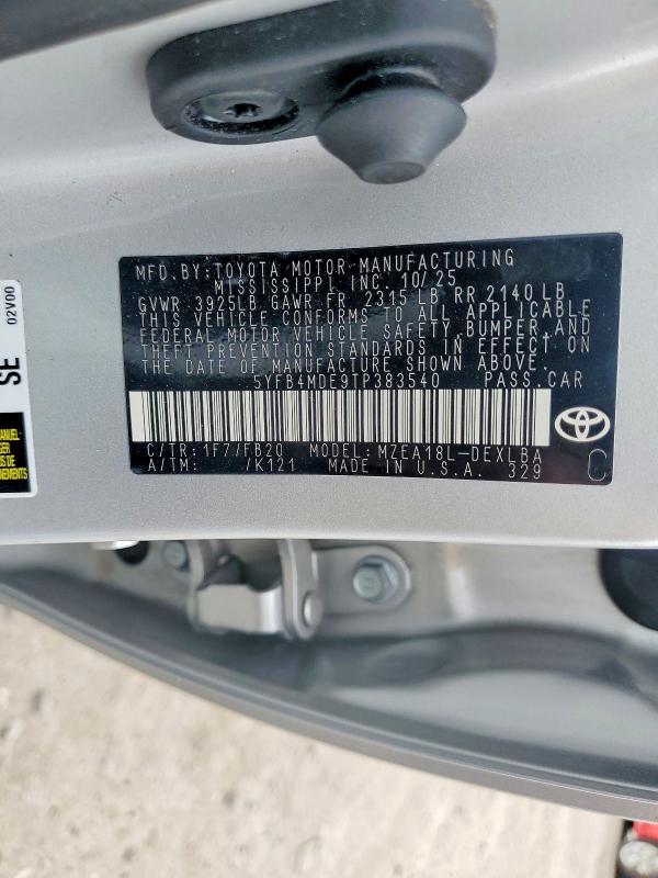54644276 :رقم المزاد ، 5YFB4MDE9TP383540 vin ، 2026 Toyota Corolla مزاد بيع