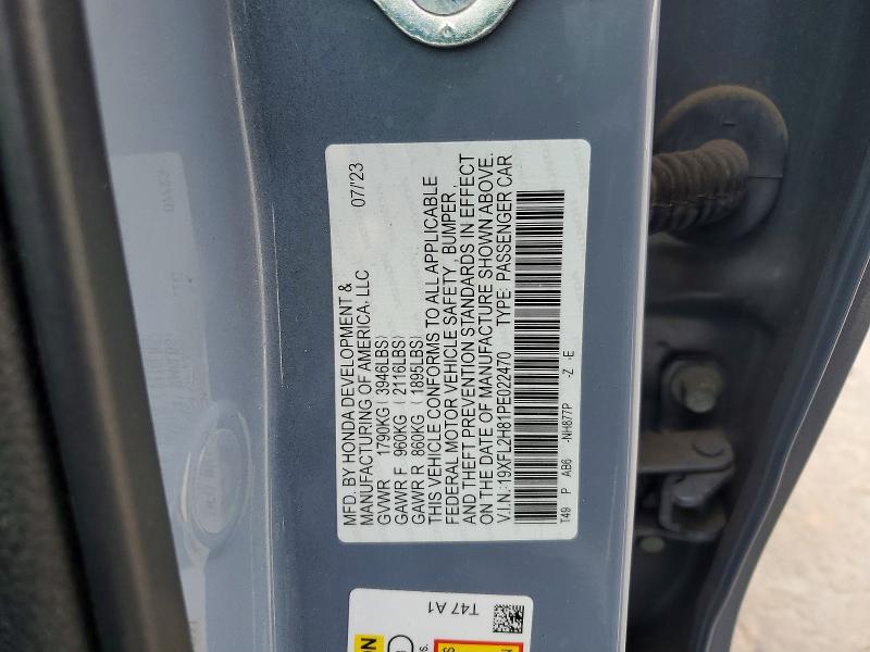 Продаж на аукціоні авто 2023 Honda Civic, vin: 19XFL2H81PE022470, номер лоту: 53943356