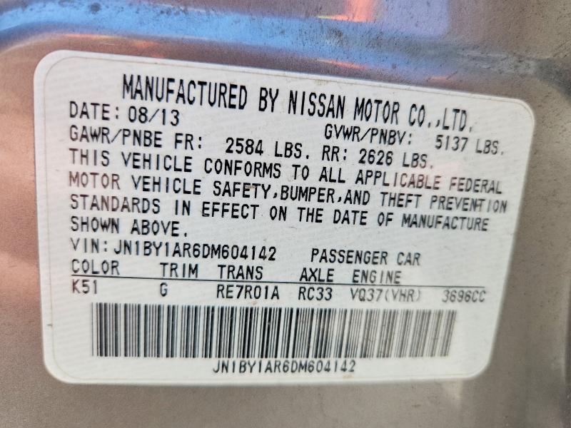 Продаж на аукціоні авто 2013 Infiniti M37, vin: JN1BY1AR6DM604142, номер лоту: 55076836