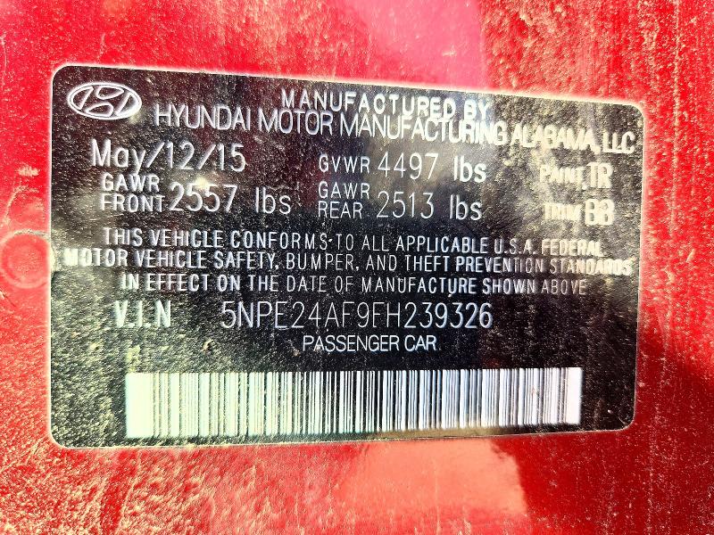Продажа на аукционе авто 2015 Hyundai Sonata, vin: 5NPE24AF9FH239326, номер лота: 53843546