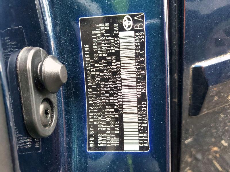 Aukcja sprzedaży 2017 Toyota Corolla, vin: 5YFBURHEXHP668309, numer aukcji: 54796956