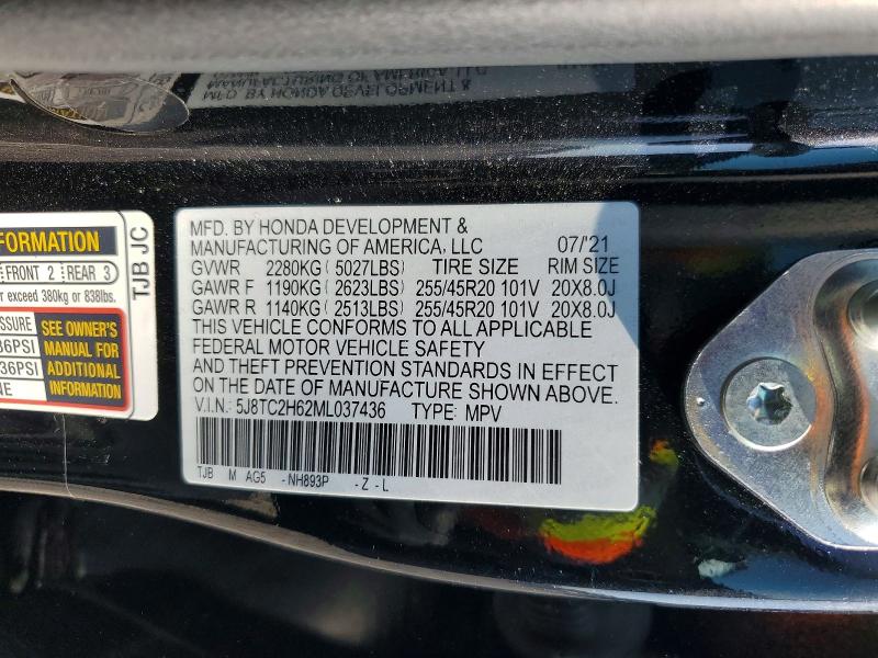 Aukcja sprzedaży 2021 Acura Rdx, vin: 5J8TC2H62ML037436, numer aukcji: 53402736
