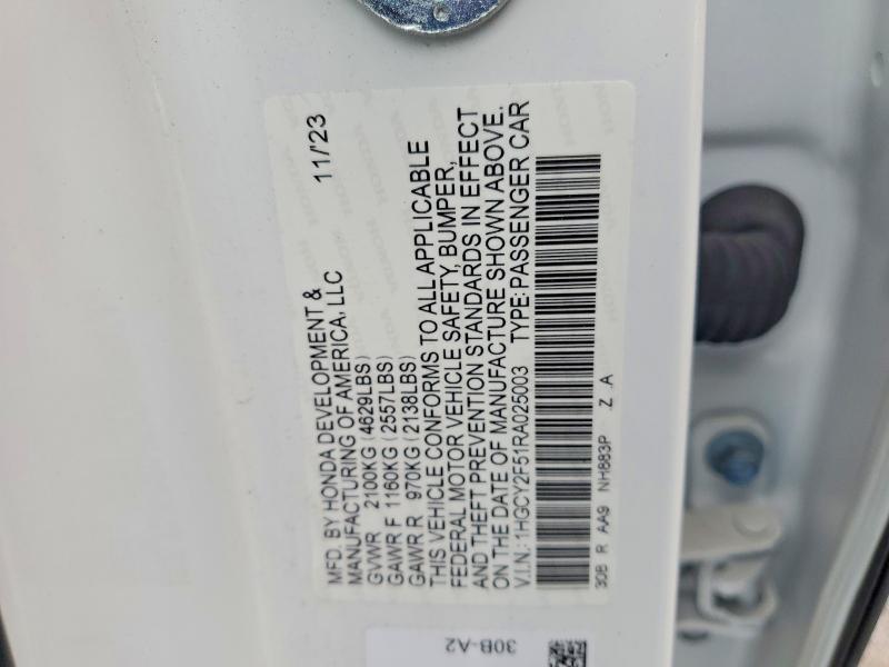 Продажа на аукционе авто 2024 Honda Accord, vin: 1HGCY2F51RA025003, номер лота: 53895766