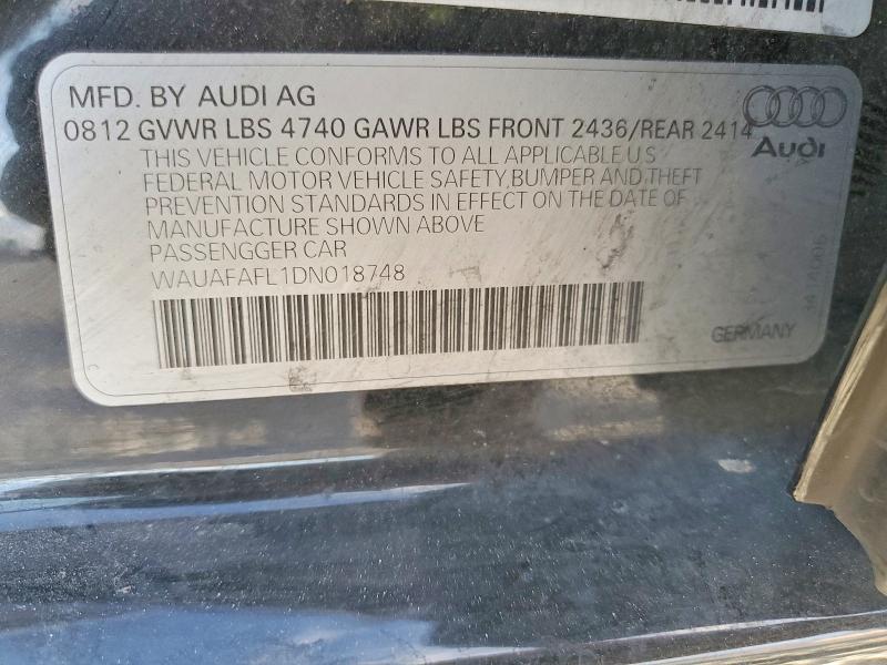 2013 Audi A4 მანქანა იყიდება აუქციონზე, vin: WAUAFAFL1DN018748, აუქციონის ნომერი: 54488216