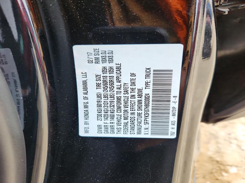 Aukcja sprzedaży 2017 Honda Ridgeline, vin: 5FPYK3F87HB030824, numer aukcji: 51543646