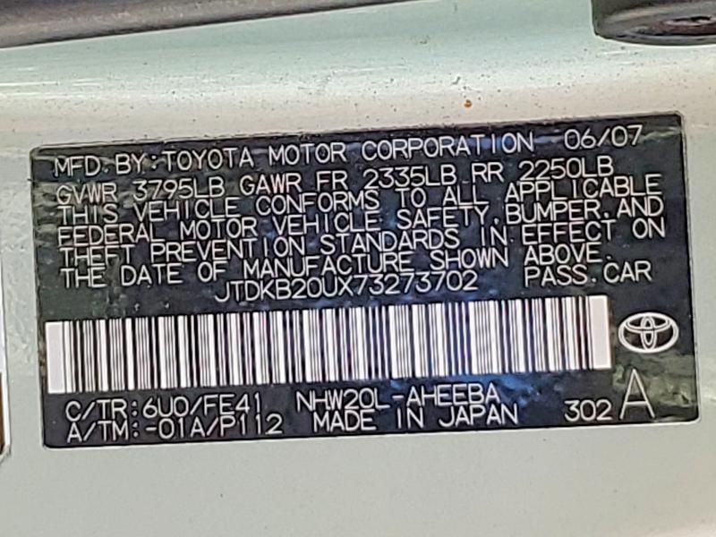 Aukcja sprzedaży 2007 Toyota Prius, vin: JTDKB20UX73273702, numer aukcji: 53946076