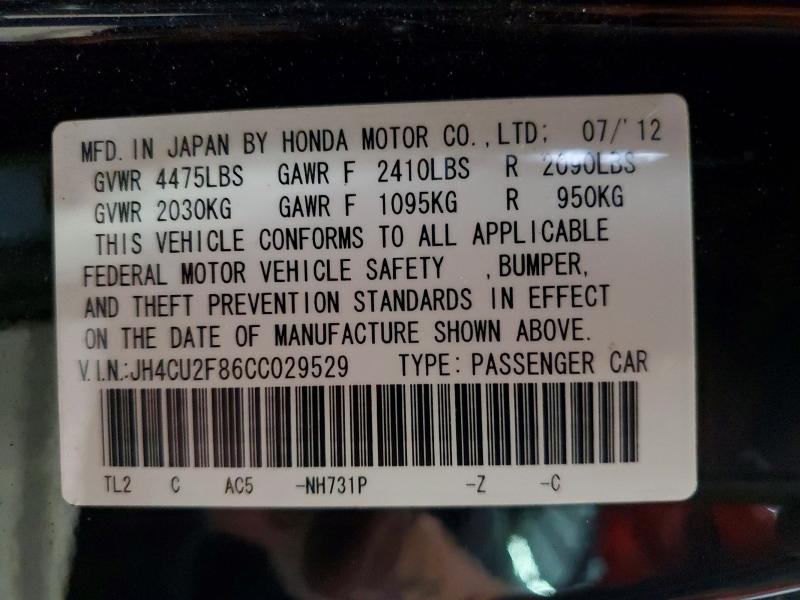 54427496 :رقم المزاد ، JH4CU2F86CC029529 vin ، 2012 Acura Tsx مزاد بيع