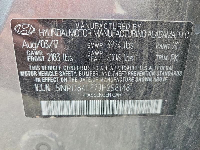Продажа на аукционе авто 2018 Hyundai Elantra, vin: 5NPD84LF7JH258148, номер лота: 50329716