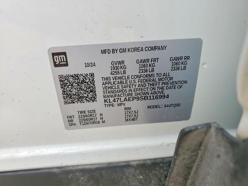 2025 Buick Envista მანქანა იყიდება აუქციონზე, vin: KL47LAEP9SB116994, აუქციონის ნომერი: 52689026