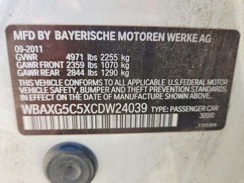 53237776 :رقم المزاد ، WBAXG5C5XCDW24039 vin ، 2012 Bmw 528 مزاد بيع