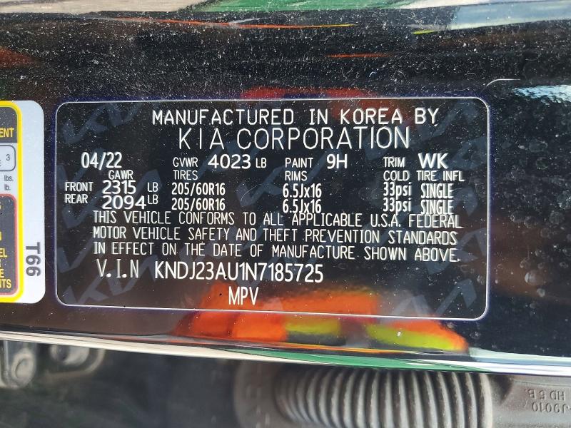 2022 Kia Soul მანქანა იყიდება აუქციონზე, vin: KNDJ23AU1N7185725, აუქციონის ნომერი: 51852756