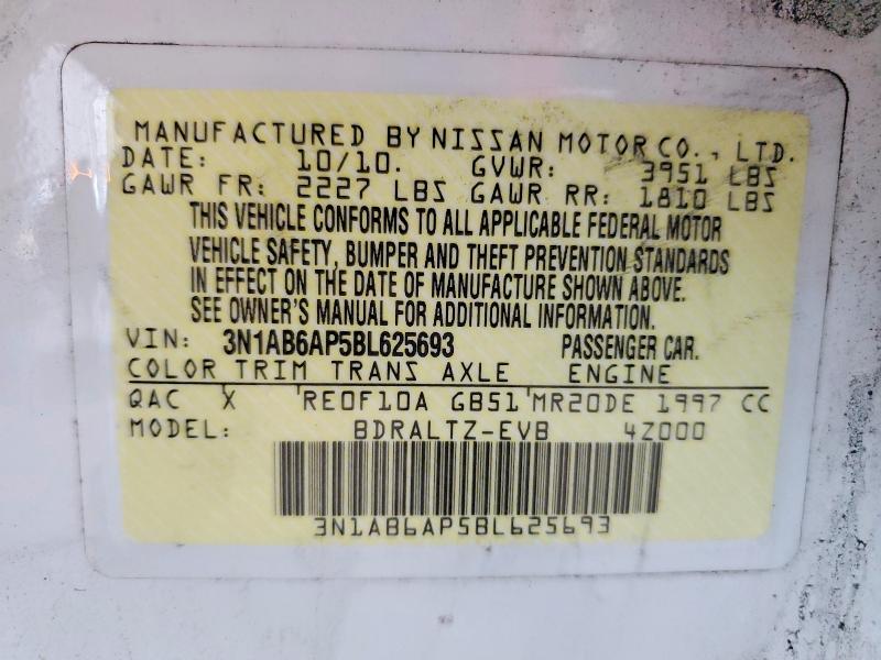 54782936 :رقم المزاد ، 3N1AB6AP5BL625693 vin ، 2011 Nissan Sentra مزاد بيع