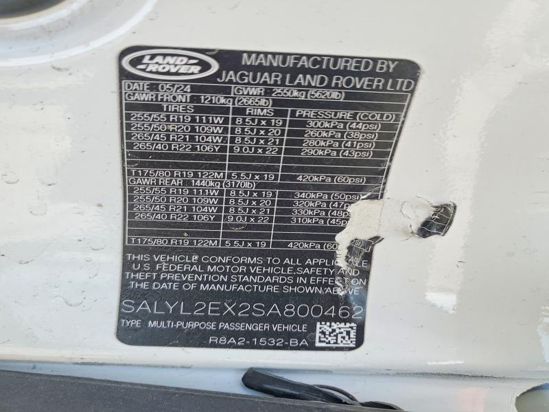 Aukcja sprzedaży 2025 Land Rover Range Rover Velar, vin: SALYL2EX2SA800462, numer aukcji: 54892616