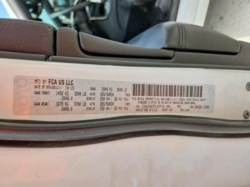 2015 Jeep Grand Cherokee მანქანა იყიდება აუქციონზე, vin: 1C4RJFAG7FC157714, აუქციონის ნომერი: 54692816