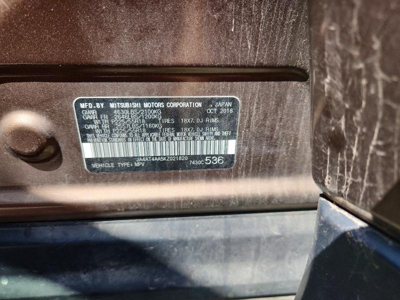 52550706 :رقم المزاد ، JA4AT4AA5KZ021820 vin ، 2019 Mitsubishi Eclipse Cross مزاد بيع